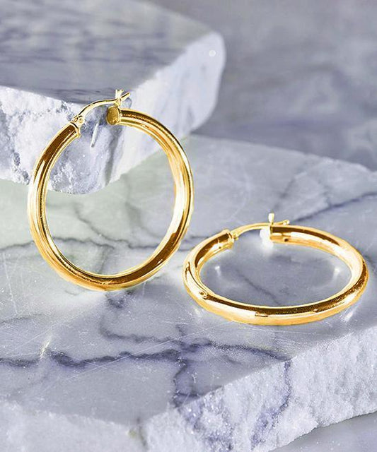 1.35" French Lock Hoop Earring in 18K Gold Plated