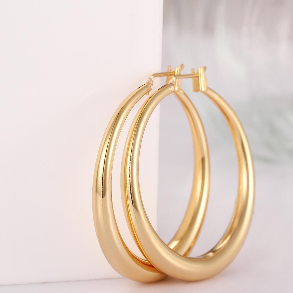 1.35" French Lock Hoop Earring in 18K Gold Plated